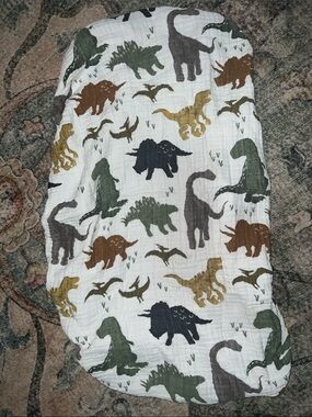 Dinosaur Muslin changing table mattress, cover - Multi-Color